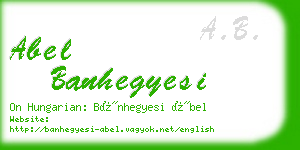 abel banhegyesi business card